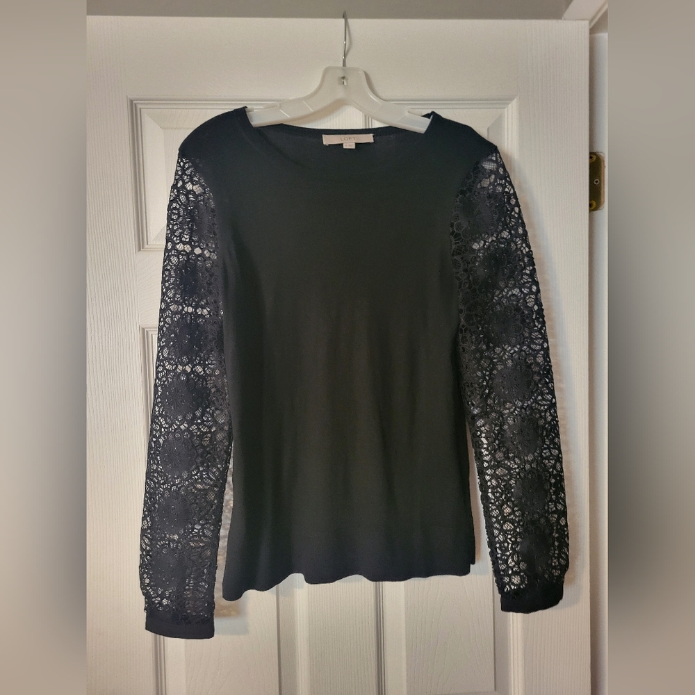 LOFT Lace Sleeve Top | Knit Sweater